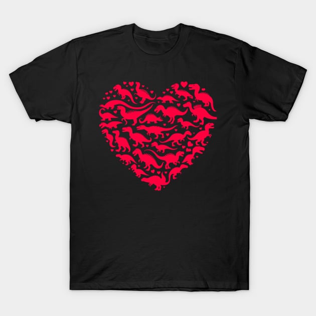 Dinosaurs Heart Valentines day T-Shirt by DigitalNerd